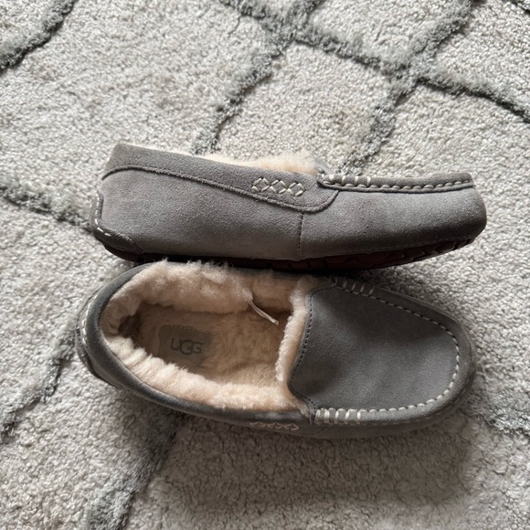 UGG Ansley Slipper gray leather suede sheep fur wool lined 6 - Picture 2 of 12